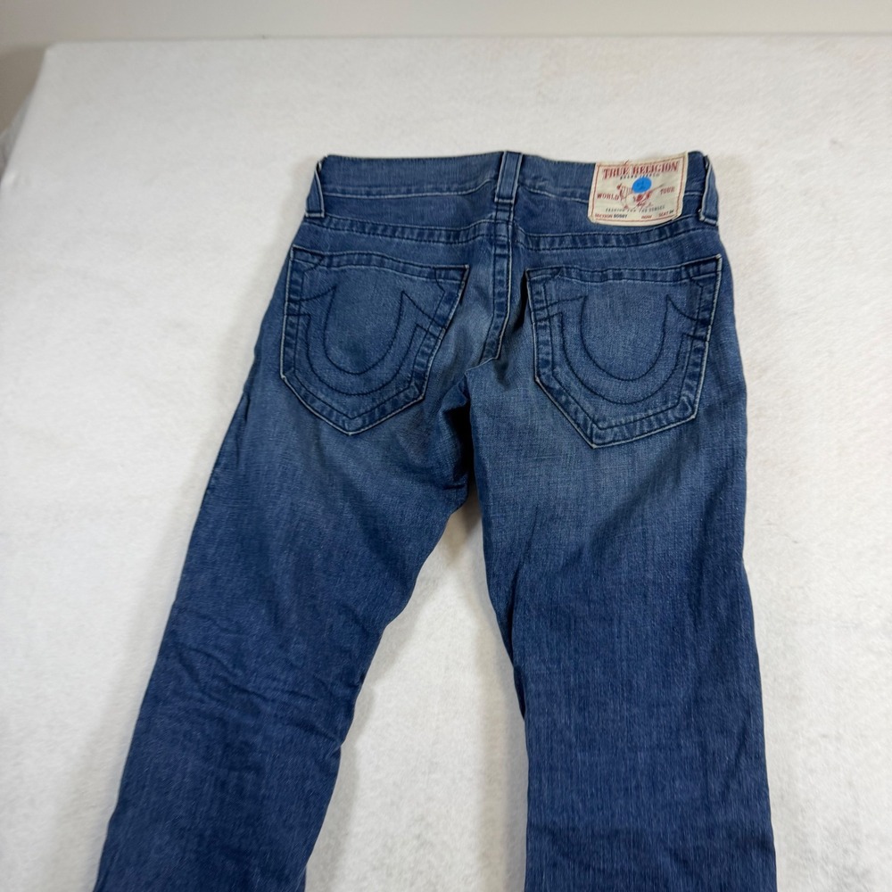 True Religion Bobby Mens Blue Straight Leg Distressed Denim Jeans Size 29